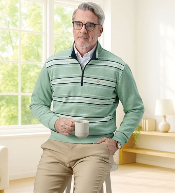 「＜ゴールデンベア＞軽い着心地のハーフジップトレーナー（メンズトレーナー）」｜詳細画像