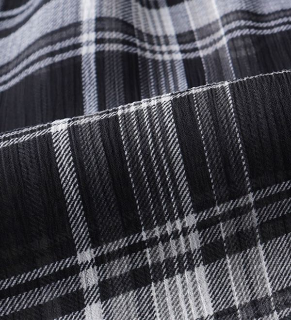 BELLUNA（ベルーナ）の「シフォン楊柳チェック柄プリントシャツ（シャツ）」｜詳細画像