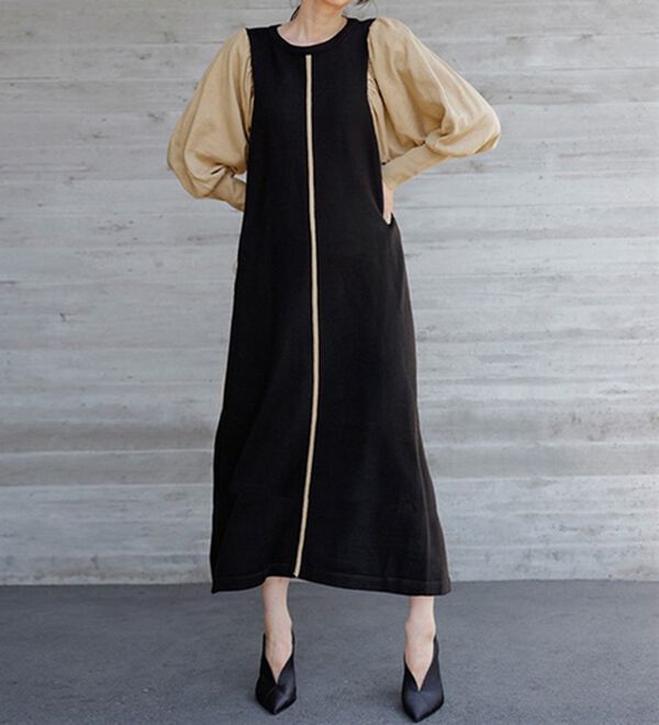 RANAN（ラナン）の「ボリューム袖アウトシームニットワンピース（ニットワンピース）」｜詳細画像