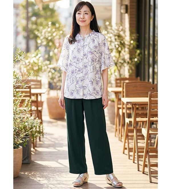 ルフラン（ルフラン）の「【３本組】爽やか素材ドレープパンツ＜フローレル＞（フルレングスパンツ）」｜詳細画像