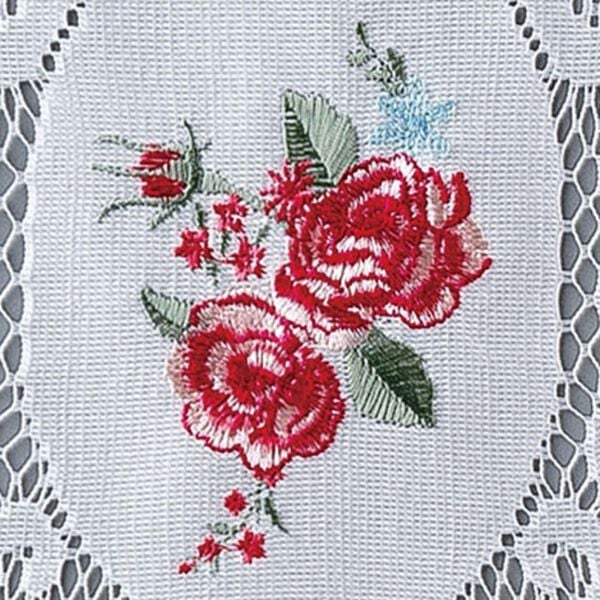 手刺繍 貝合わせ 模様入り 手編みレース縁取り 布製のれん 三つ割れ 刺しゅう入りレースのれん - ベルーナ【公式】