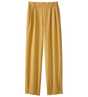 BELLUNA（ベルーナ）の「綿１００％やわらかチノゆったりパンツ（ワイドパンツ・ガウチョ）」｜マスタード