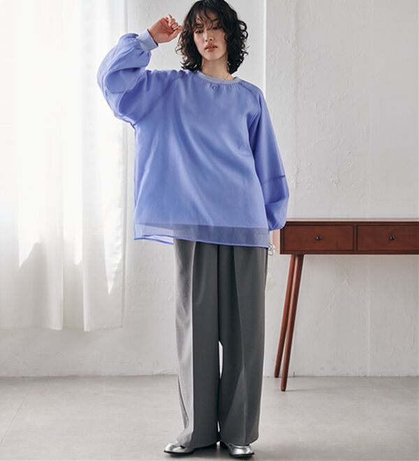 RANAN（ラナン）の「裏起毛シアー素材レイヤードスウェット（カットソー）」｜詳細画像