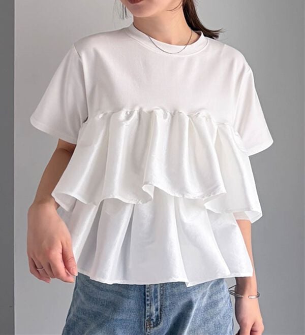 RANAN（ラナン）の「シャイニーフリルTシャツ（Tシャツ）」｜詳細画像