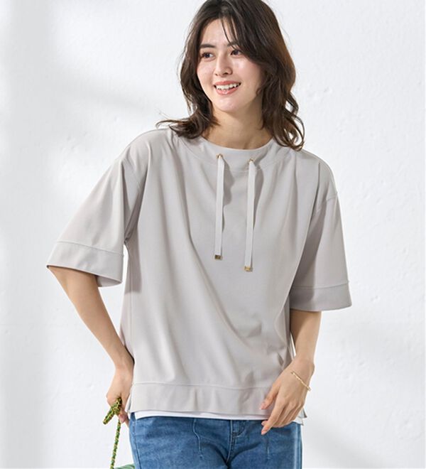 BELLUNA（ベルーナ）の「ワイドネックデザイン重ね着風プルオーバー（カットソー）」｜詳細画像