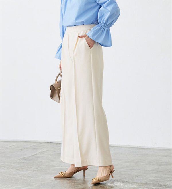 Pierrot（ピエロ）の「【選べる丈】楽ちんきれい高見えワイドパンツ（ワイドパンツ・ガウチョ）」｜詳細画像