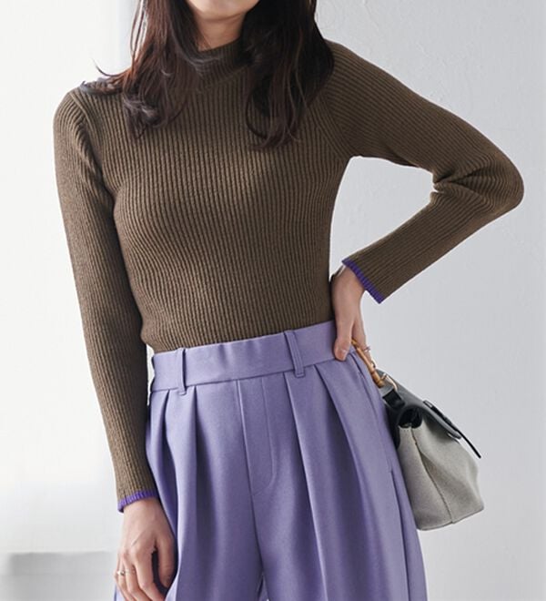 RANAN（ラナン）の「もちもちリブパイピングハイネックニット（ニット・セーター）」｜詳細画像