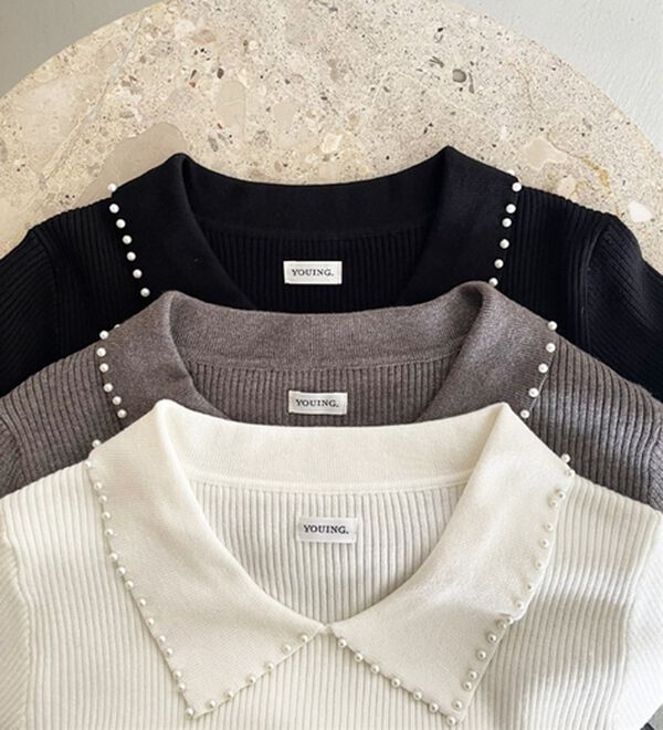 GeeRA（ジーラ）の「【YOUING.】パール衿リブニット（ニット・セーター）」｜詳細画像