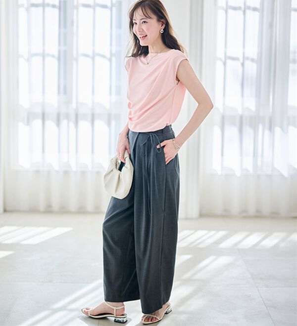 RANAN（ラナン）の「タックドレープフレンチスリーブＴ（Tシャツ）」｜詳細画像