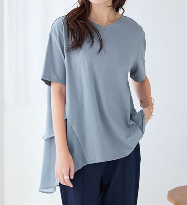 alotta（アロッタ）の「【接触冷感】バックシフォン切替チュニック（チュニック）」｜詳細画像