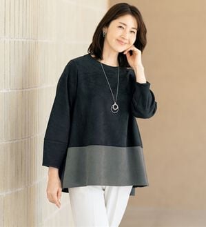 ルフラン（ルフラン）の「バックフリルのスエード調ブラウス（ブラウス）」｜黒系