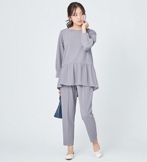 alotta（アロッタ）の「【２点セット】楽ちんキレイ見えパンツセットアップ（セットアップ）」｜ラベンダーブルー