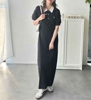 GeeRA（ジーラ）の「【Ｕ．Ｓ．ＰＯＬＯＡＳＳＮ】ポロ衿ワンピ―ス（その他ワンピース）」｜ブラック&times;ホワイトタイト