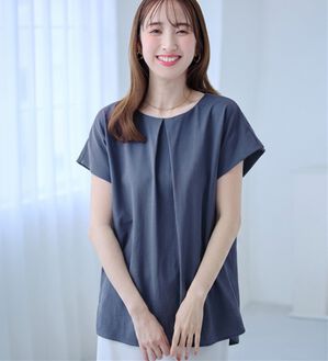 alotta（アロッタ）の「ひんやりタックデザインＴシャツ（カットソー）」｜ブルー
