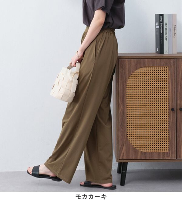 Viola e Viola（ヴィオラ エ ヴィオラ）の「【接触冷感】さらテロ楽のびストレートパンツ【選べる２丈】（フルレングスパンツ）」｜詳細画像