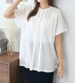 Viola e Viola（ヴィオラ エ ヴィオラ）の「【インド綿】レース付き前開きブラウス（ブラウス）」｜オフホワイト