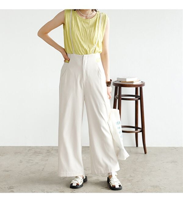 GeeRA（ジーラ）の「サイドカットアウトサス付ハイウエストパンツ（オールインワン）」｜詳細画像