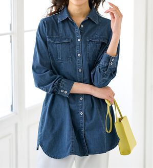 BELLUNA（ベルーナ）の「ポケットデザインデニムシャツチュニック（チュニック）」｜詳細画像