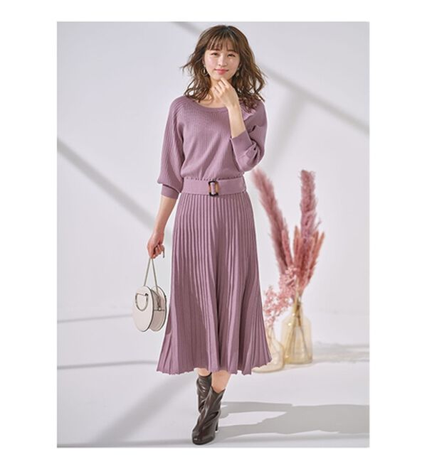 GeeRA（ジーラ）の「前後２ＷＡＹプリーツニットワンピース（ニットワンピース）」｜詳細画像