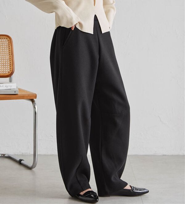 RANAN（ラナン）の「フェイクウールバレルレッグカーブパンツ（フルレングスパンツ）」｜詳細画像