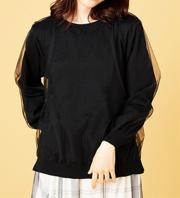 BELLUNA（ベルーナ）の「チュール重ねニットプルオーバー（ニット・セーター）」｜詳細画像