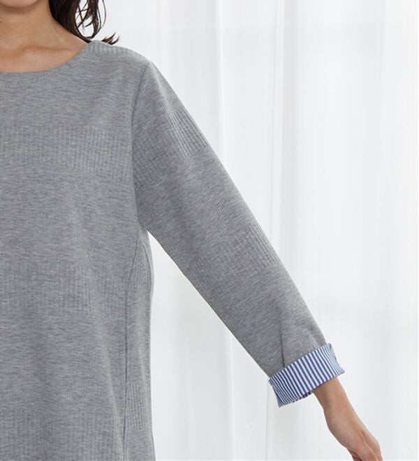 BELLUNA（ベルーナ）の「後ろボタンボーダージャカードワンピース（その他ワンピース）」｜詳細画像