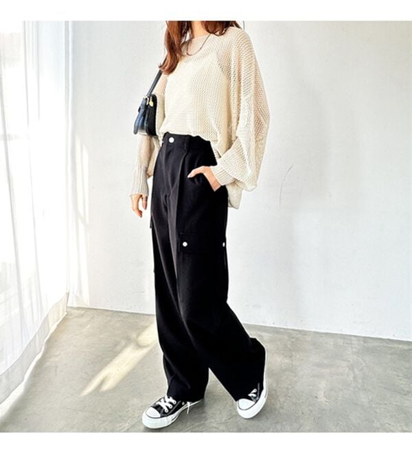 GeeRA（ジーラ）の「タックワイドストレートカーゴパンツ（フルレングスパンツ）」｜詳細画像