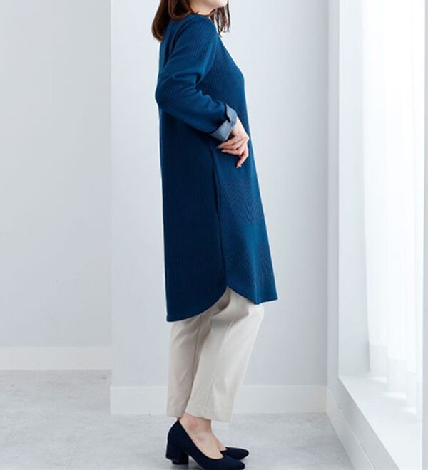 BELLUNA（ベルーナ）の「ボーダージャカード素材チュニックワンピース（チュニック）」｜詳細画像