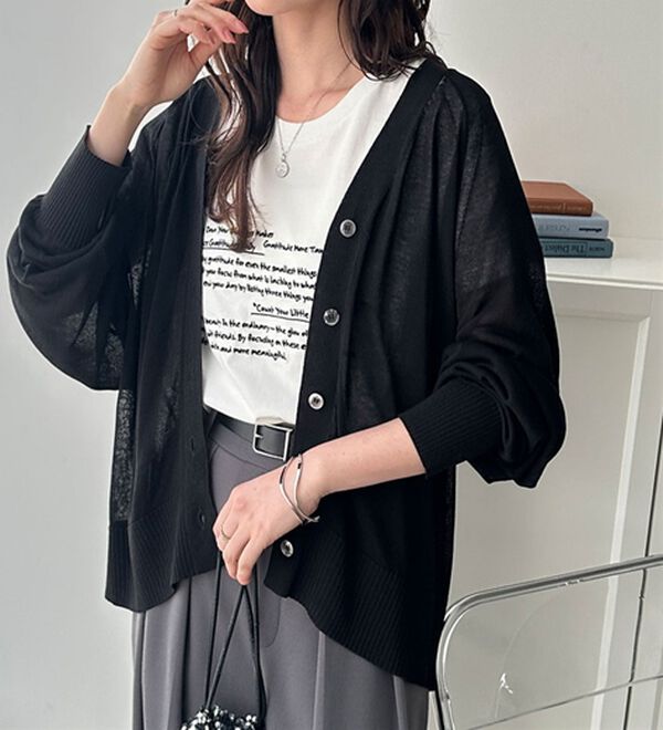 GeeRA（ジーラ）の「接触冷感！Ｖネックカーディガン（ニットカーディガン）」｜詳細画像