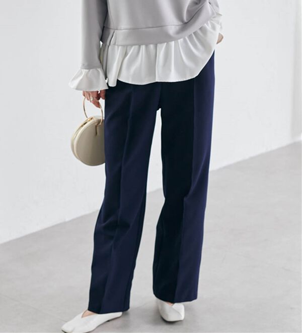 RANAN（ラナン）の「裏起毛美脚シルエットピンタックワイドパンツ（フルレングスパンツ）」｜詳細画像