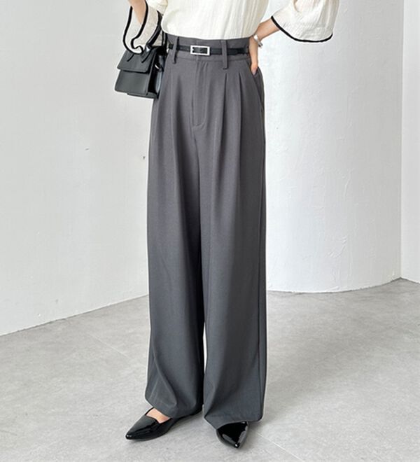 GeeRA（ジーラ）の「着心地抜群！ハイウエストダブルタックワイドパンツ（フルレングスパンツ）」｜詳細画像