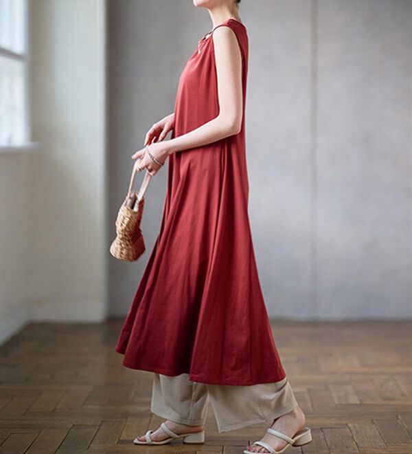 RANAN（ラナン）の「綿１００％フレアーロングワンピース（ロングワンピース）」｜詳細画像