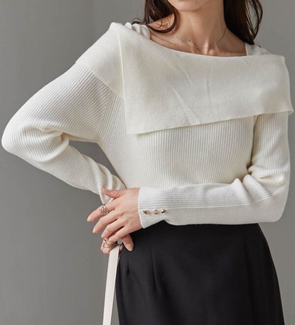 RANAN（ラナン）の「アシメオフショルリブニット（ニット・セーター）」｜詳細画像