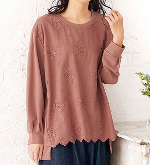 BELLUNA（ベルーナ）の「モチーフレース使い袖タックデザインプルオーバー（カットソー）」｜詳細画像