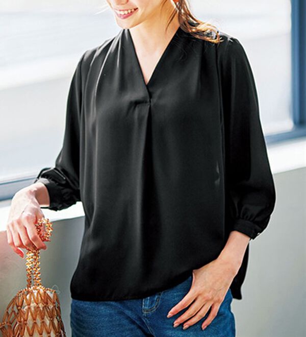 GeeRA（ジーラ）の「シルエットきれい！上品7分袖デザインブラウス（ブラウス）」｜詳細画像