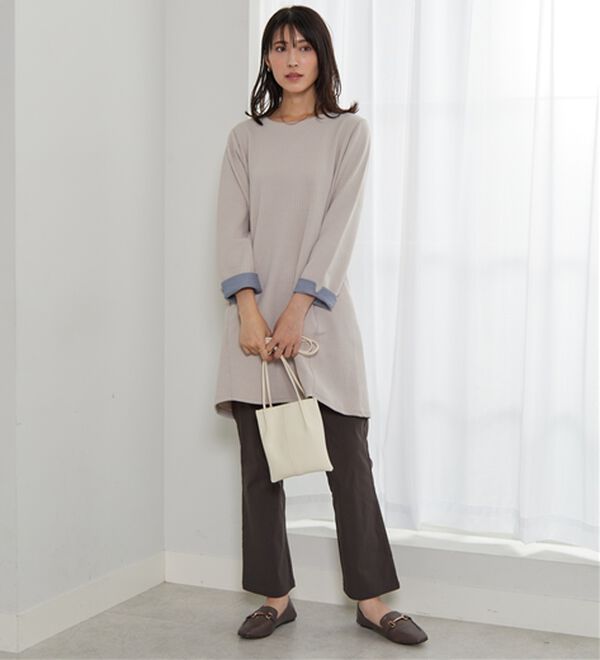 BELLUNA（ベルーナ）の「後ろボタンボーダージャカードワンピース（その他ワンピース）」｜詳細画像