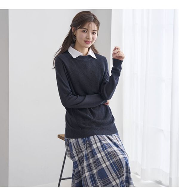 BELLUNA（ベルーナ）の「重ね衿付！細見えニットプルオーバー（ニット・セーター）」｜詳細画像