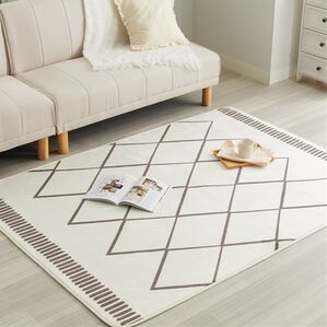 iellio（イエリオ）の「北欧調洗えるはっ水フランネルラグ＜ロングシーズン・床暖対応・洗濯可能・ウォッシャブル・おしゃれ・はっ水＞（ラグ）」｜ベニワレンチェックアイボリー