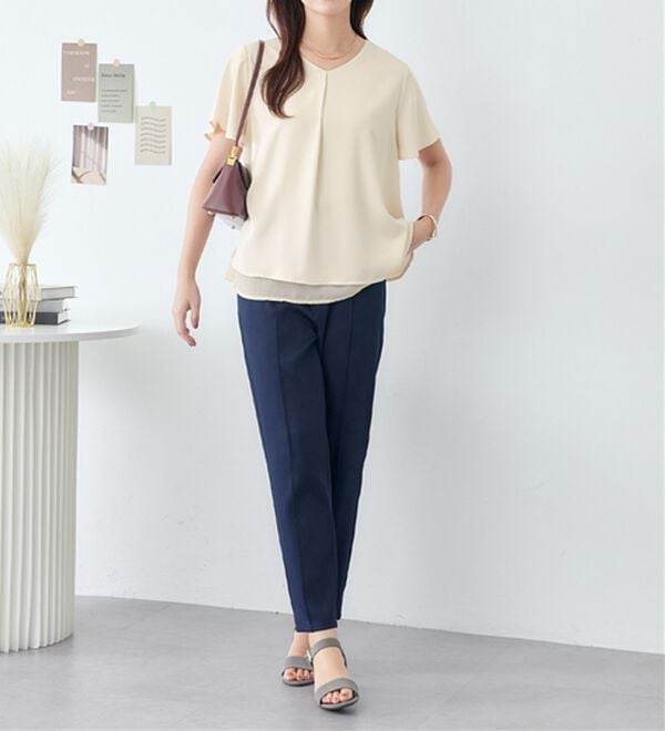 alotta（アロッタ）の「シフォンレイヤードＶネックブラウス（ブラウス）」｜詳細画像