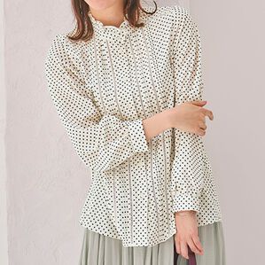 BELLUNA（ベルーナ）の「ドット柄レース切替ブラウス（ブラウス）」｜詳細画像