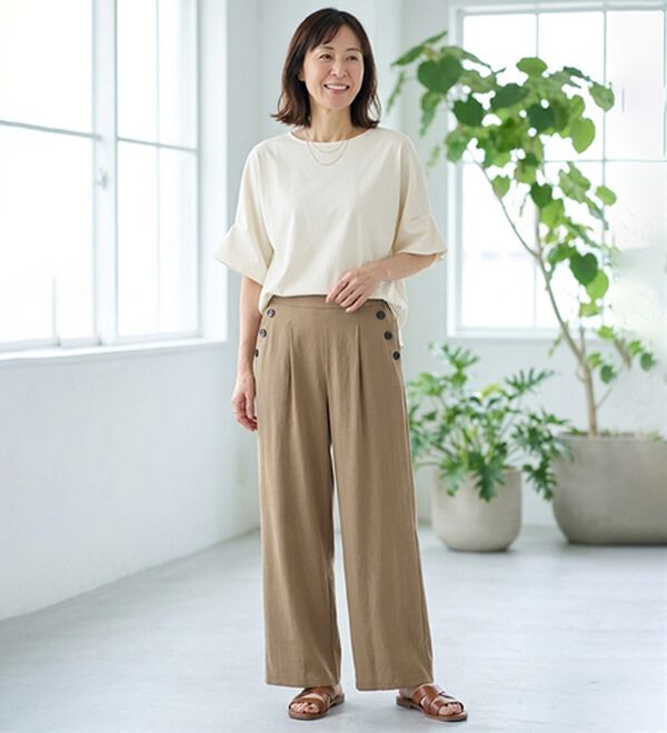 ルフラン（ルフラン）の「強撚スラブ釦デザインパンツ（フルレングスパンツ）」｜詳細画像