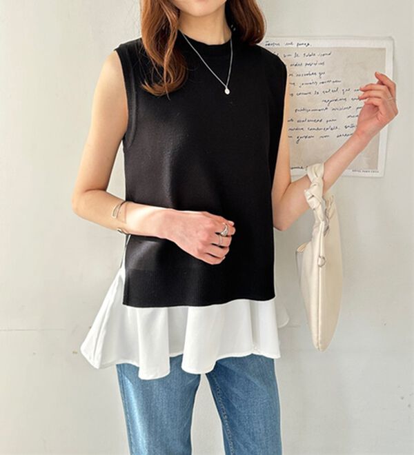 GeeRA（ジーラ）の「ペプラムタンク付ニットプルオーバー（アンサンブル）」｜詳細画像