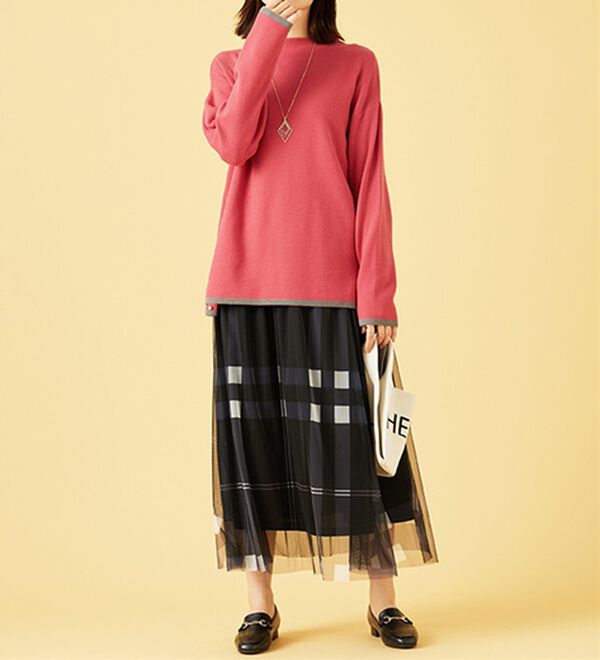 BELLUNA（ベルーナ）の「チュール素材上品プリントフレアースカート（ロングスカート）」｜詳細画像