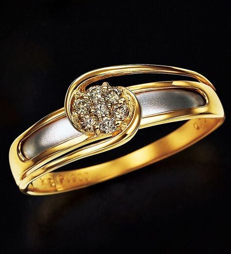 K18YG Pt900 イエローゴールド プラチナ リング サファイア リーフ