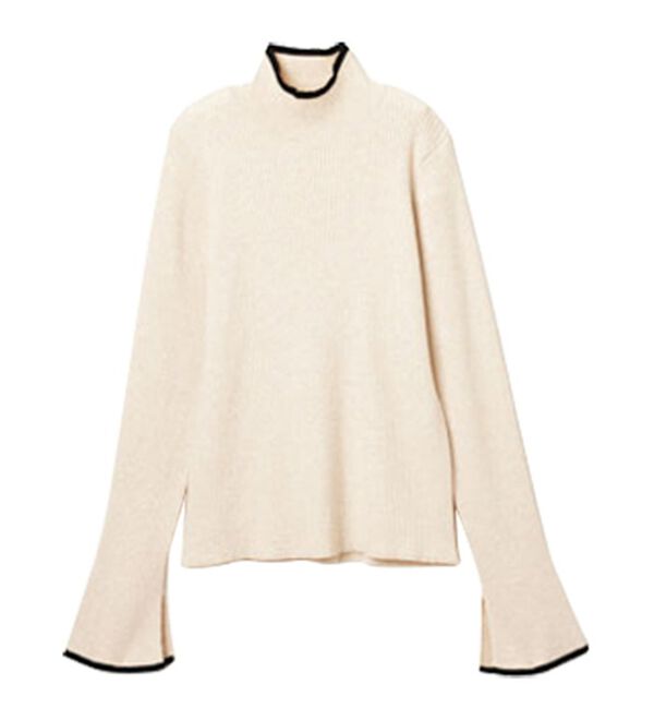 RANAN（ラナン）の「配色使いフレアー袖プチハイネックリブニット（ニット・セーター）」｜詳細画像