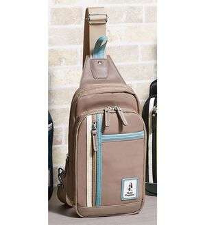 「＜ハッシュパピー＞配色デザインバッグ（メンズボディバッグ・ウエストポーチ）」｜ベージュ