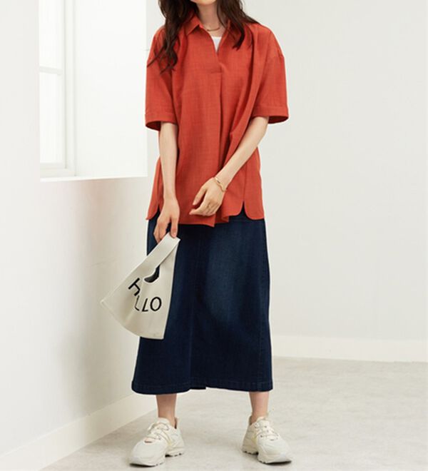 BELLUNA（ベルーナ）の「麻調素材スキッパーブラウス（ブラウス）」｜詳細画像