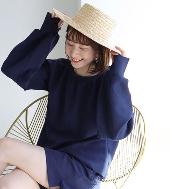 Pierrot（ピエロ）の「【速乾機能付】ギャザートップスラッシュガード（チュニック）」｜詳細画像