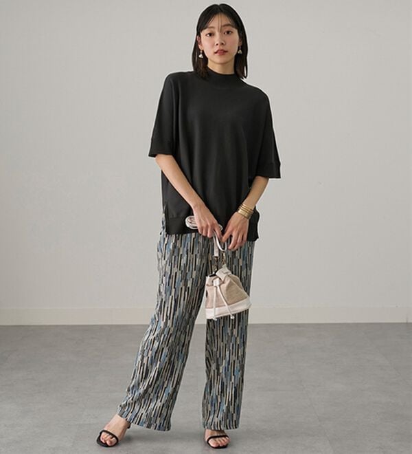 BELLUNA（ベルーナ）の「楊柳サラサラ素材プリントイージーパンツ（フルレングスパンツ）」｜詳細画像