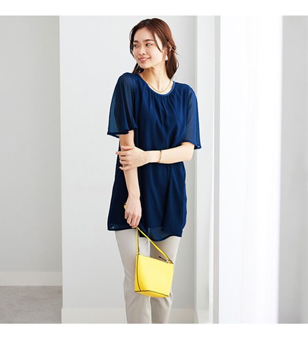 BELLUNA（ベルーナ）の「ふわり涼やか！楊柳シフォン重ねチュニック（チュニック）」｜詳細画像